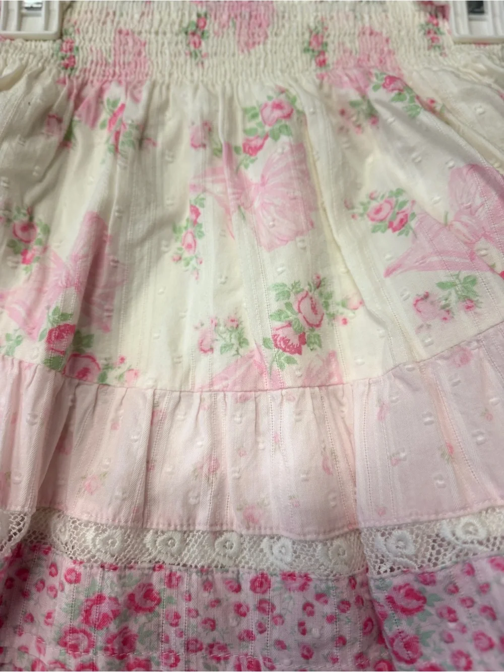 LoveShackFancy Pink Floral Tiered Skirt for girls size 8 NWT
